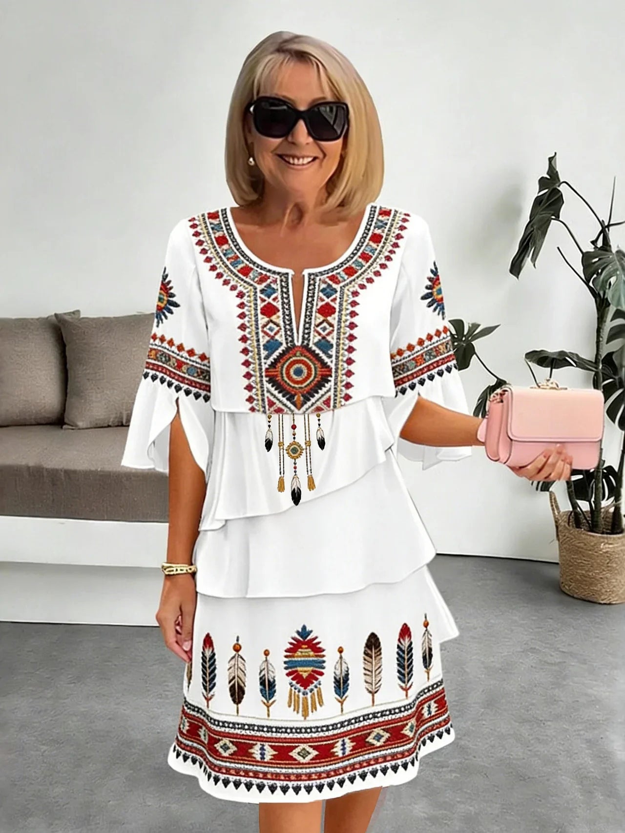 Sienna | Robe midi imprimée élégante et confortable