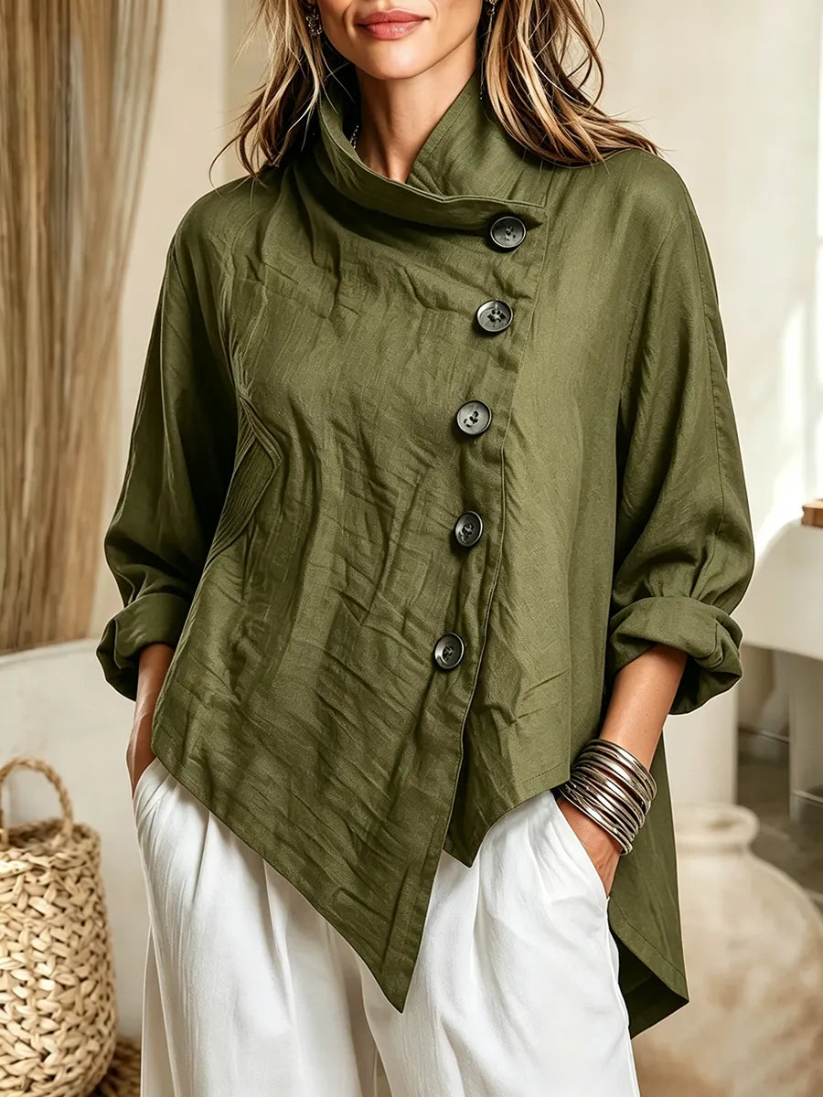 Olivia - Chic Casual Asymmetric Button-front Top