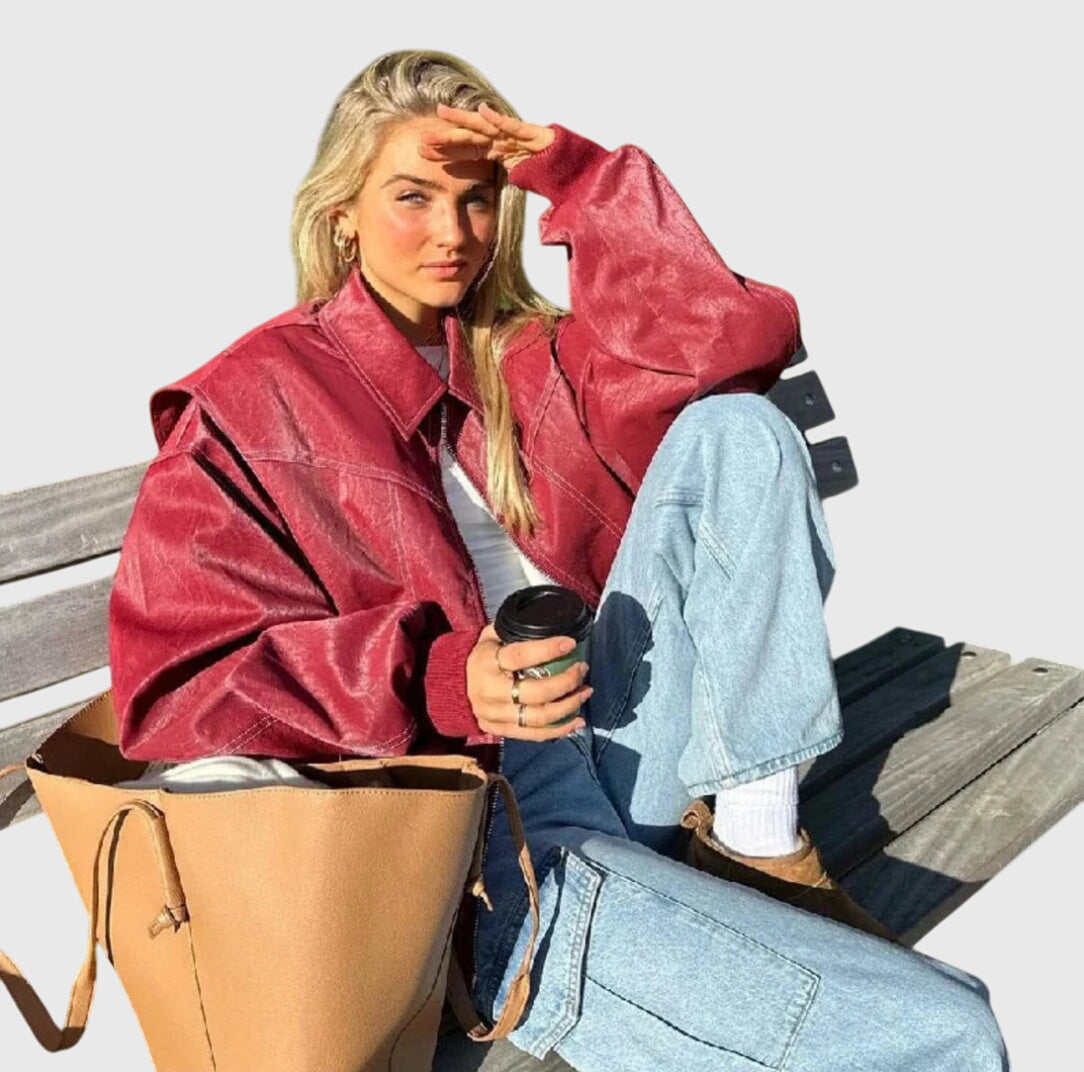 Faye™ – Oversized kožená bunda