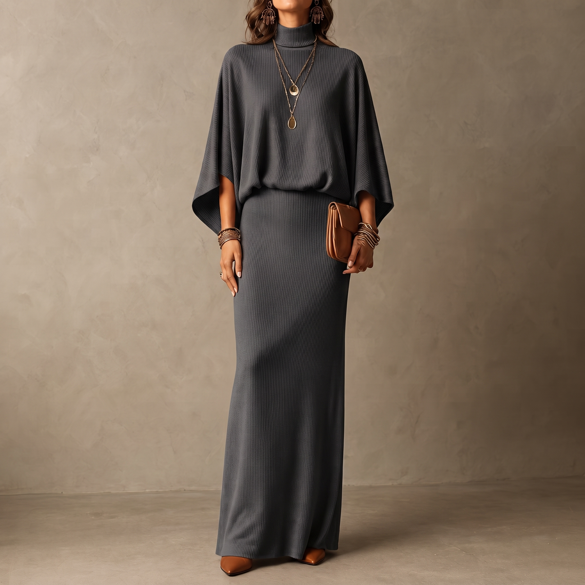 Wearbella – Batwing Sleeve Top And Long Skirt Set