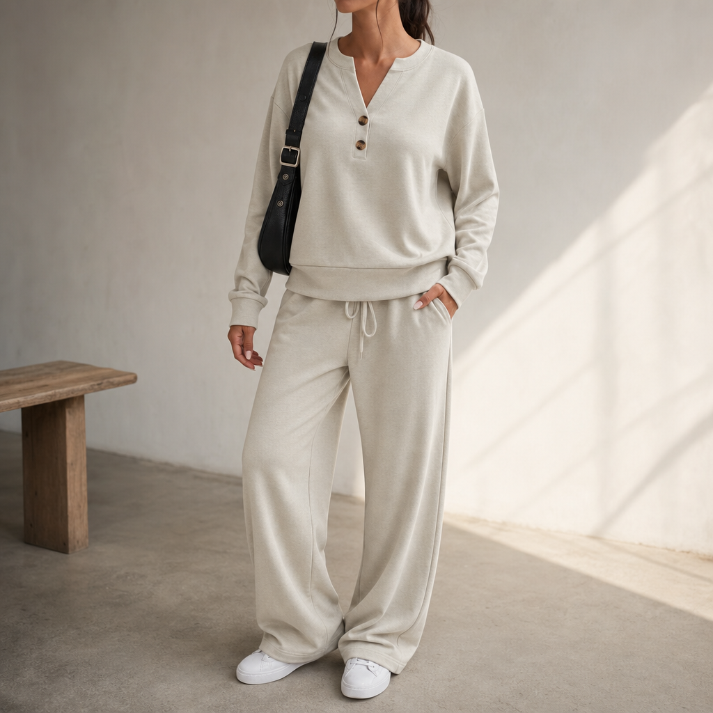 Wearlyn – Henley Wide-Leg Two-Piece Lounge Set