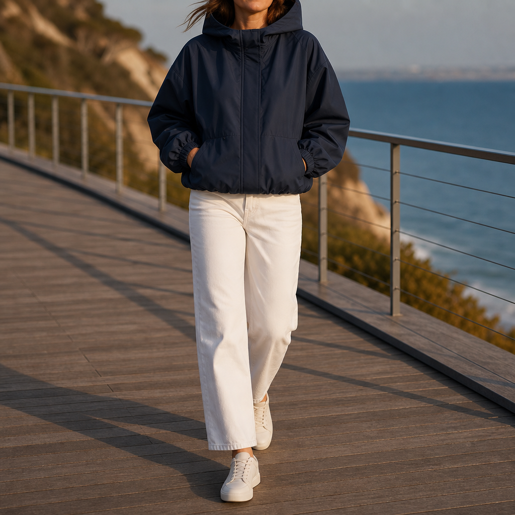 Veluna – Sculpted Balloon-Hem Lightweight Windbreaker