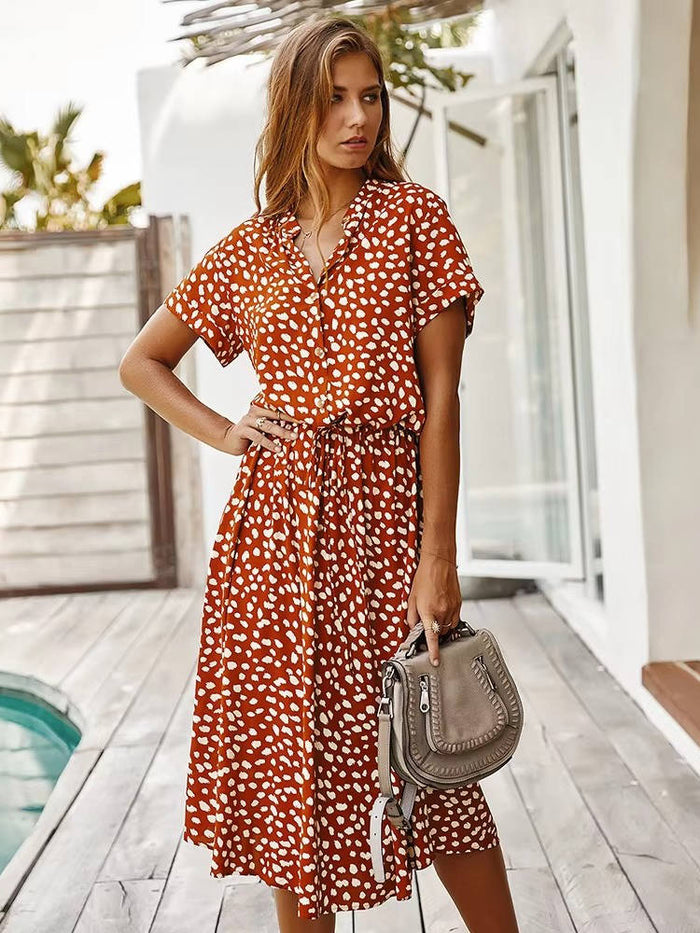 Novella - Button Front Casual Midi Dress