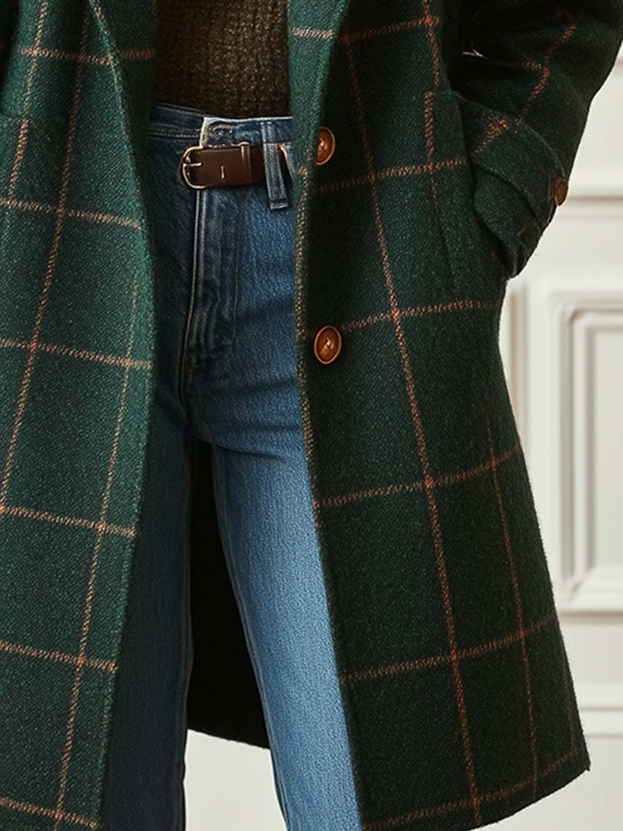 Arvae™ | Wool Check Long Coat