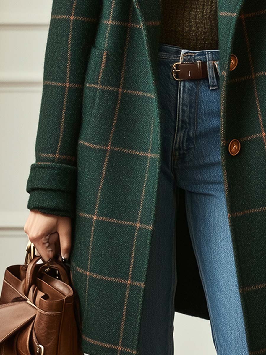 Arvae™ | Wool Check Long Coat