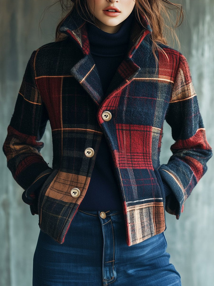 Janice - Plaid Woolen Jacket