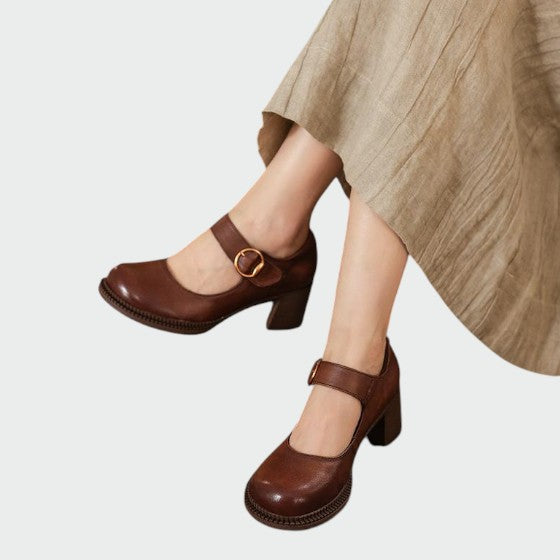 Olivia - Zapatos Mary Jane con hebilla y tacón grueso