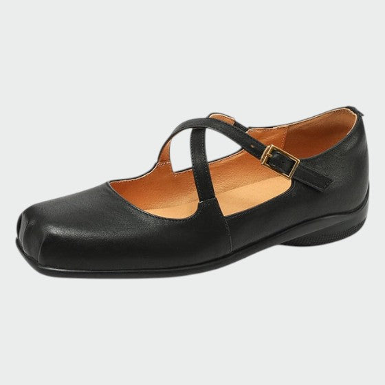 Olivia - Zapatos Mary Jane de punta cuadrada con tira cruzada
