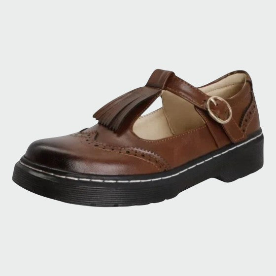 Olivia - Elegante T-Bar Leather Shoes