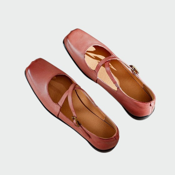 Olivia - Zapatos Mary Jane de punta cuadrada con tira cruzada