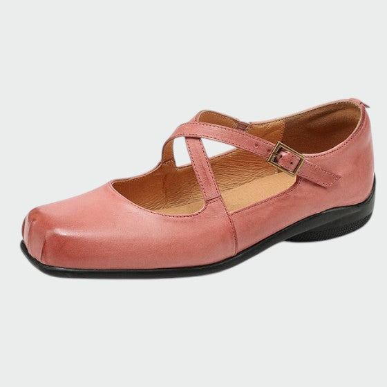 Olivia - Zapatos Mary Jane de punta cuadrada con tira cruzada
