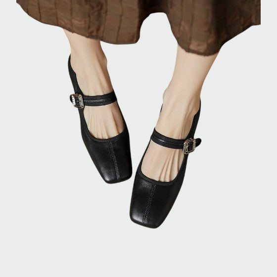 Olivia - Block-Heel Buckle Mary Jane Shoes