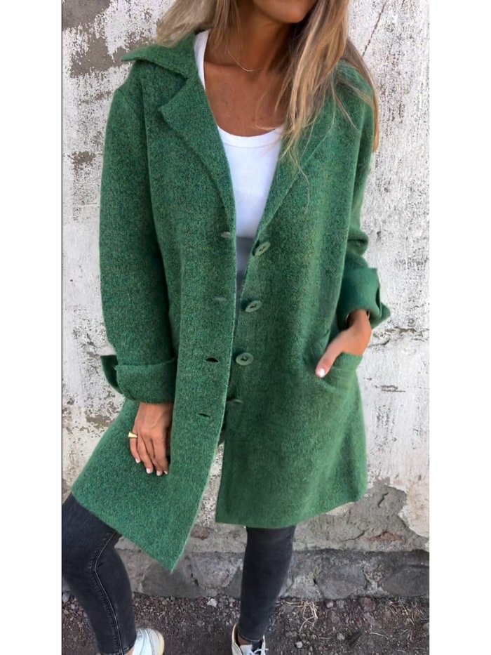 TESSA | LAPEL COLLAR BUTTON-FRONT COAT