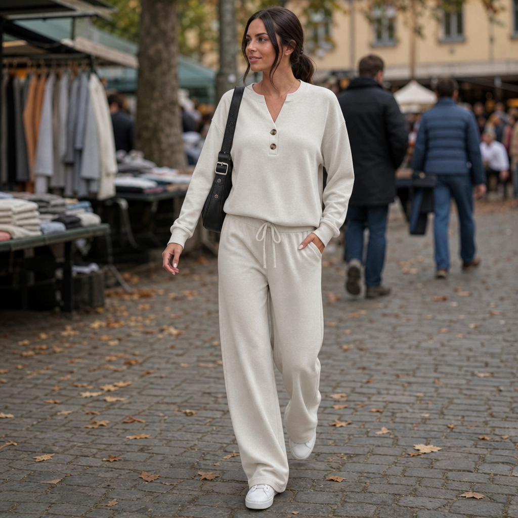 Wearlyn – Henley Wide-Leg Two-Piece Lounge Set