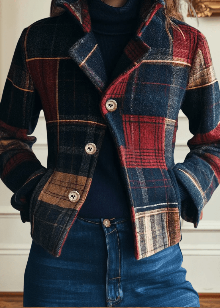 NATALIE | VESTE CLASSIQUE EN LAINE À CARREAUX