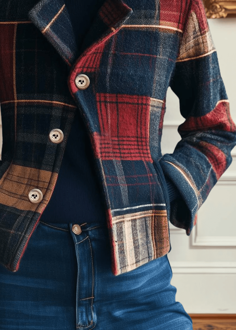NATALIE | VESTE CLASSIQUE EN LAINE À CARREAUX