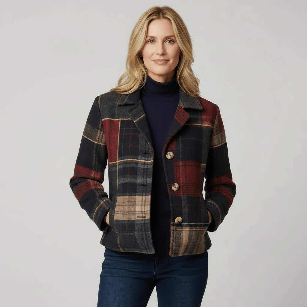 NATALIE | VESTE CLASSIQUE EN LAINE À CARREAUX