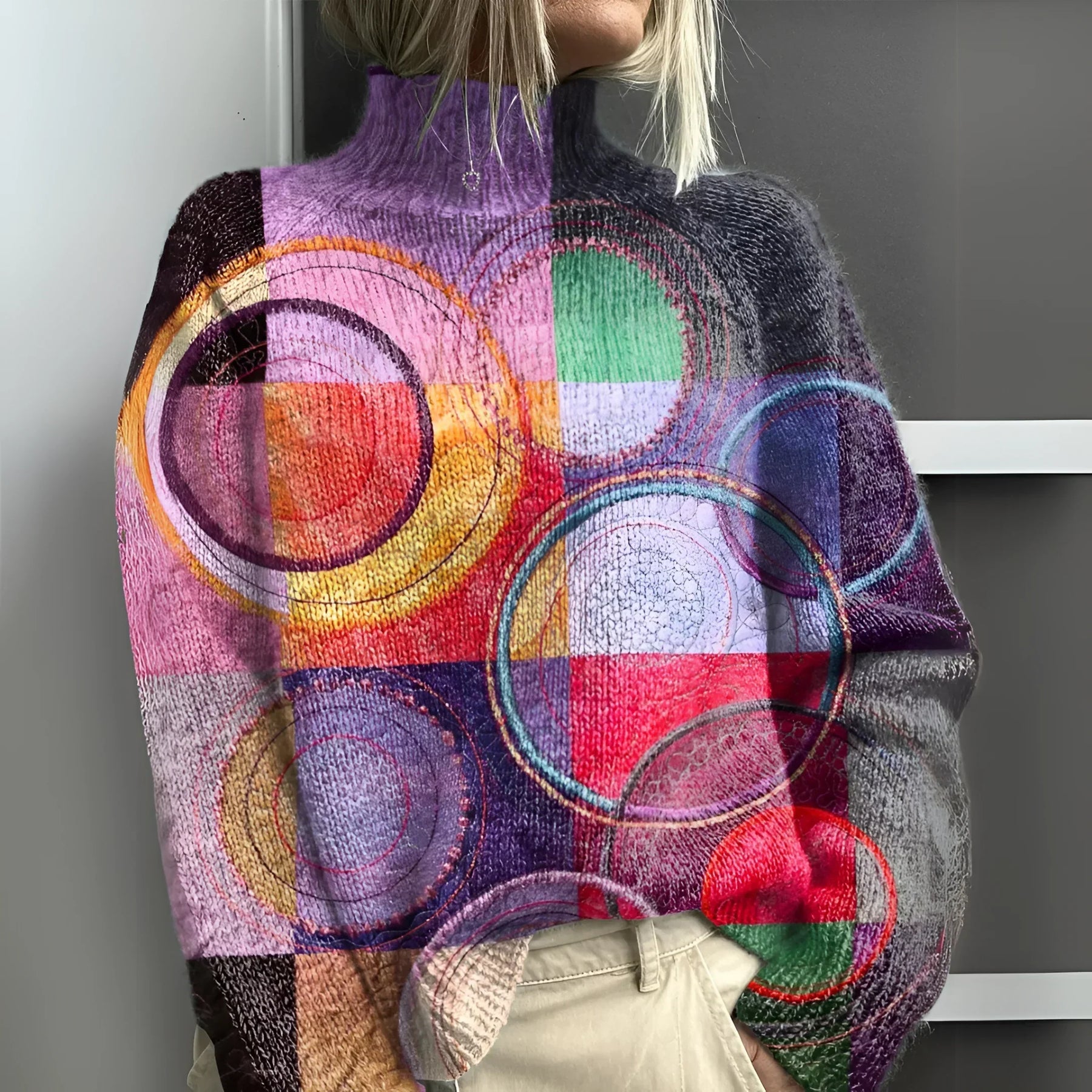 Acacia | Pull col roulé en maille colorblock