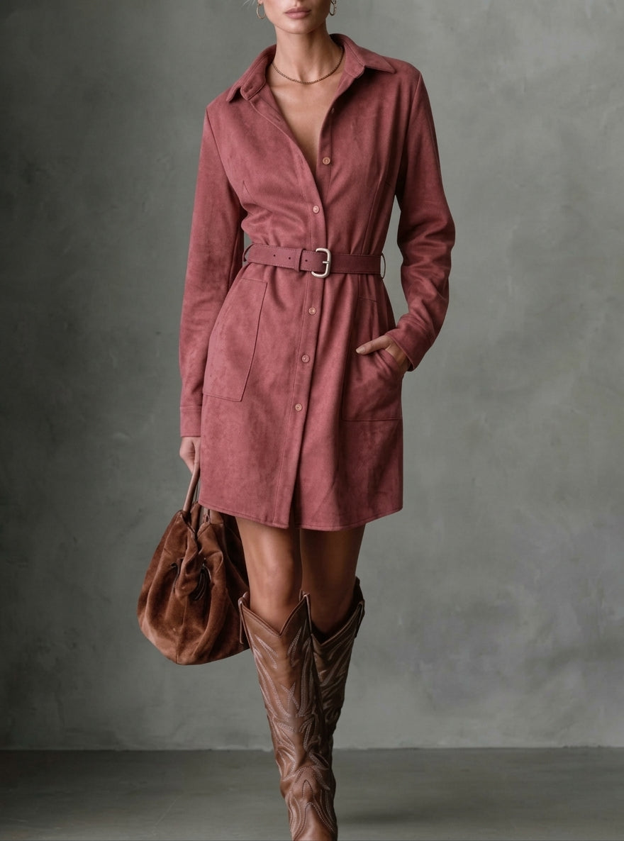 ROBE MANTEAU MI-LONGUE EN DAIM SELENE