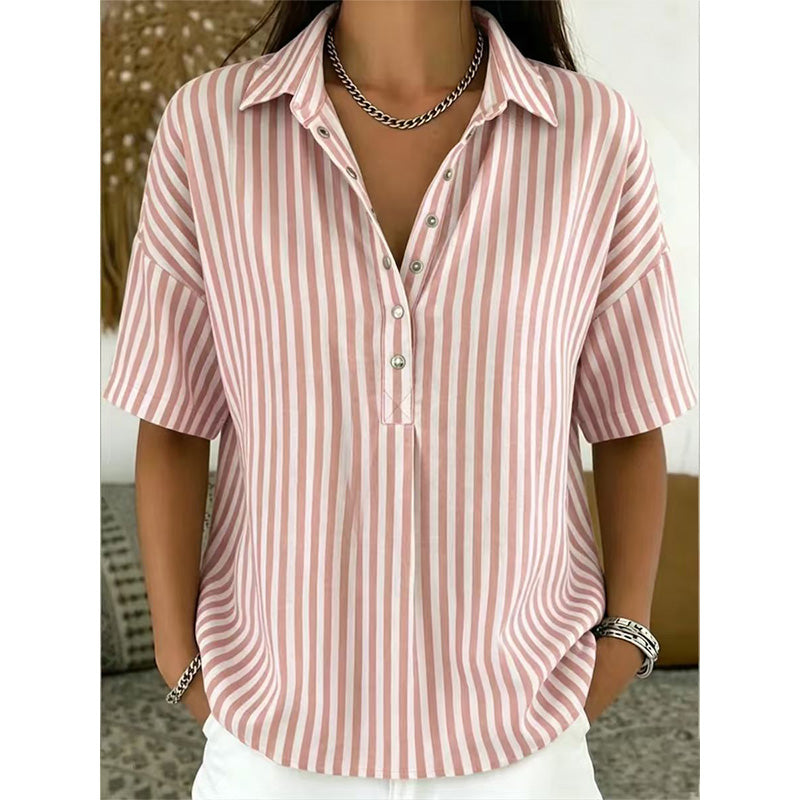 Alicia - Soft-Touch Striped V-Neck Top