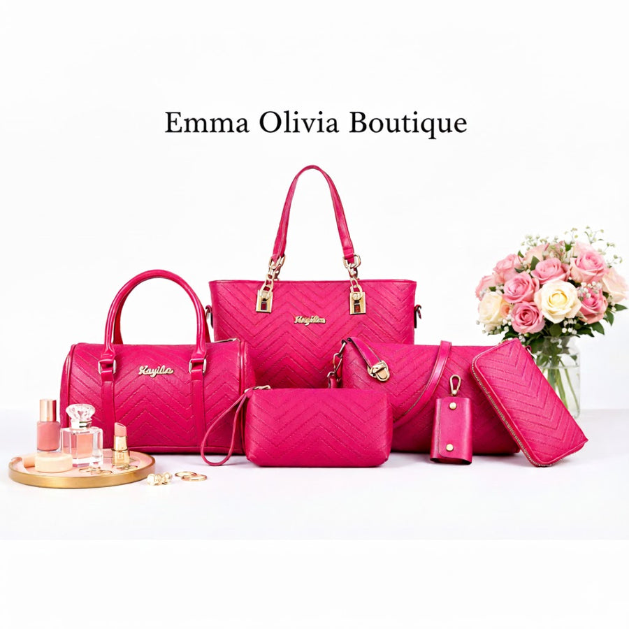 Amanda | Klasická 6dílná sada tote a crossbody kabelek z PU kůže