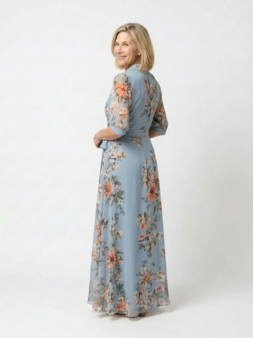 Elowen | Robe longue cache-cœur florale à col en V