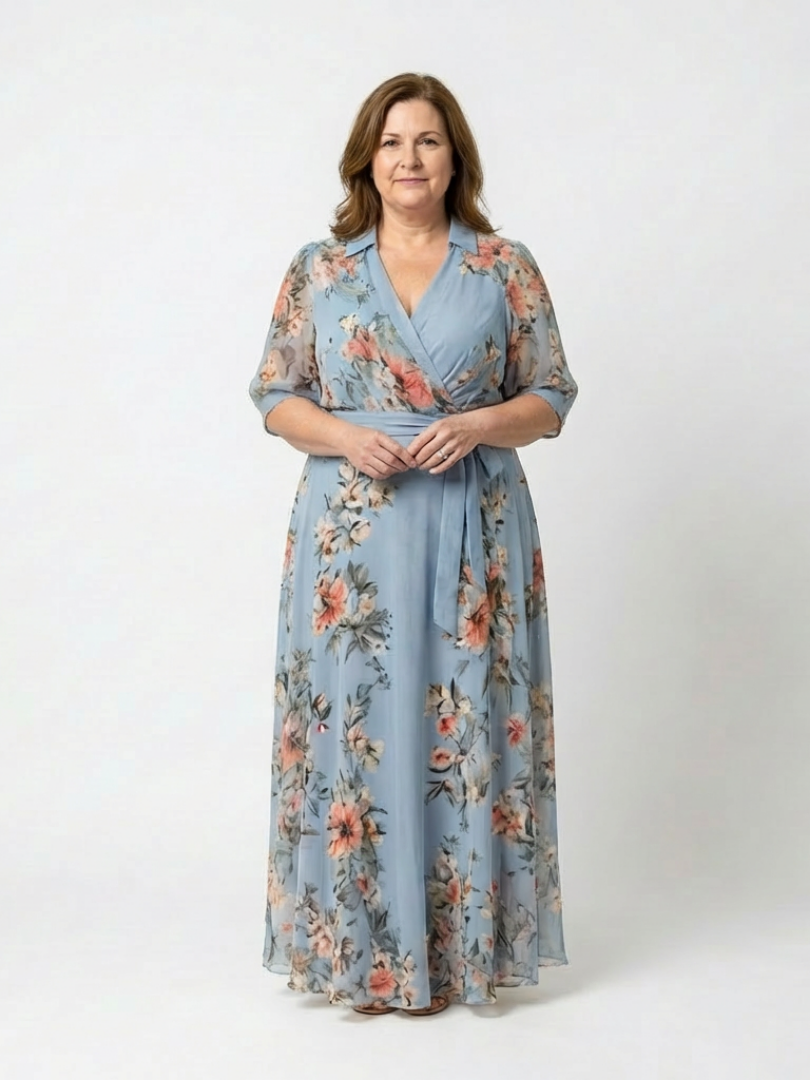 Elowen | Robe longue cache-cœur florale à col en V