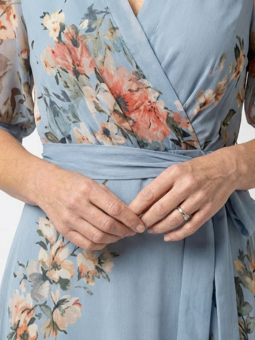 Elowen | Robe longue cache-cœur florale à col en V